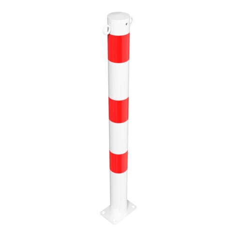 Schake Absperrpfosten Typ 476PB/2, ortsfest, Ø 76mm, weiß / rot + 2 Ösen