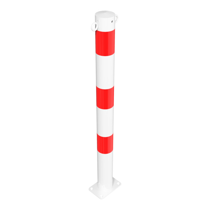 Schake Absperrpfosten Typ 476PB/2, ortsfest, Ø 76mm, weiß / rot + 2 Ösen