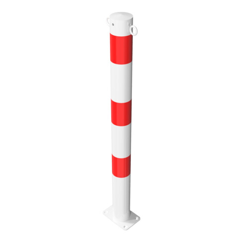 Schake Absperrpfosten Typ 476PB/2, ortsfest, Ø 76mm, weiß / rot + 2 Ösen