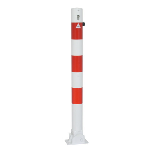 Schake Absperrpfosten Typ 476UZ, umlegbar, zum Aufdübeln + Profilzylinder, Ø 76mm, feuerverzinkt