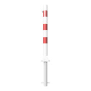 Schake Absperrpfosten Typ 476UZHB, umlegbar, zum Einbetonieren + Profilzylinder, Ø 76mm, weiß / rot-2