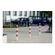 Schake Absperrpfosten Typ 476UZHB, umlegbar, zum Einbetonieren + Profilzylinder, Ø 76mm, weiß / rot