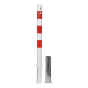 Schake Absperrpfosten Typ 476ZB, herausnehmbar, Ø 76mm + Profilzylinder, weiß / rot