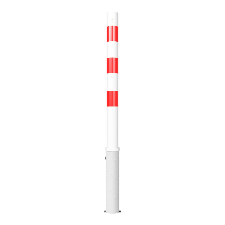 Schake Absperrpfosten Typ 476ZB, herausnehmbar, Ø 76mm + Profilzylinder, weiß / rot