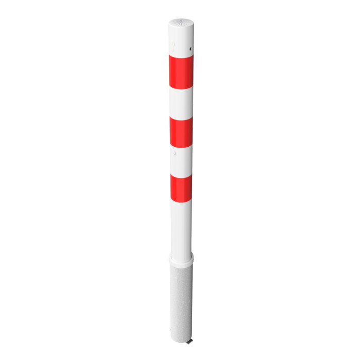 Schake Absperrpfosten Typ 476ZB, herausnehmbar, Ø 76mm + Profilzylinder, weiß / rot