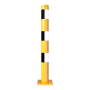 Schake Absperrpfosten Typ 489APBG, ortsfest, abnehmbar + Bodenplatte 150 x 180 mm, Ø 89mm, gelb / schwarz-4