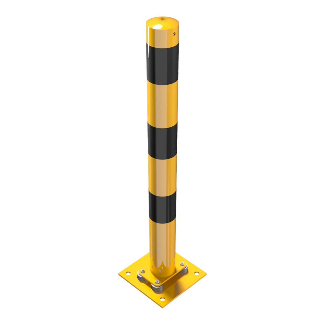 Schake Absperrpfosten Typ 489NPBG, ortsfest, 220x220 mm Ø 89mm, gelb / schwarz