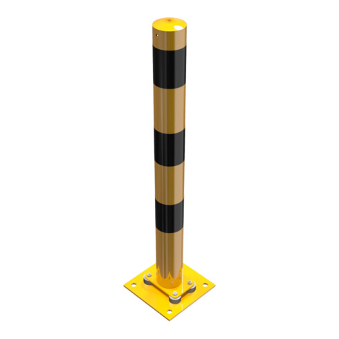 Schake Absperrpfosten Typ 489NPBG, ortsfest, 220x220 mm Ø 89mm, gelb / schwarz