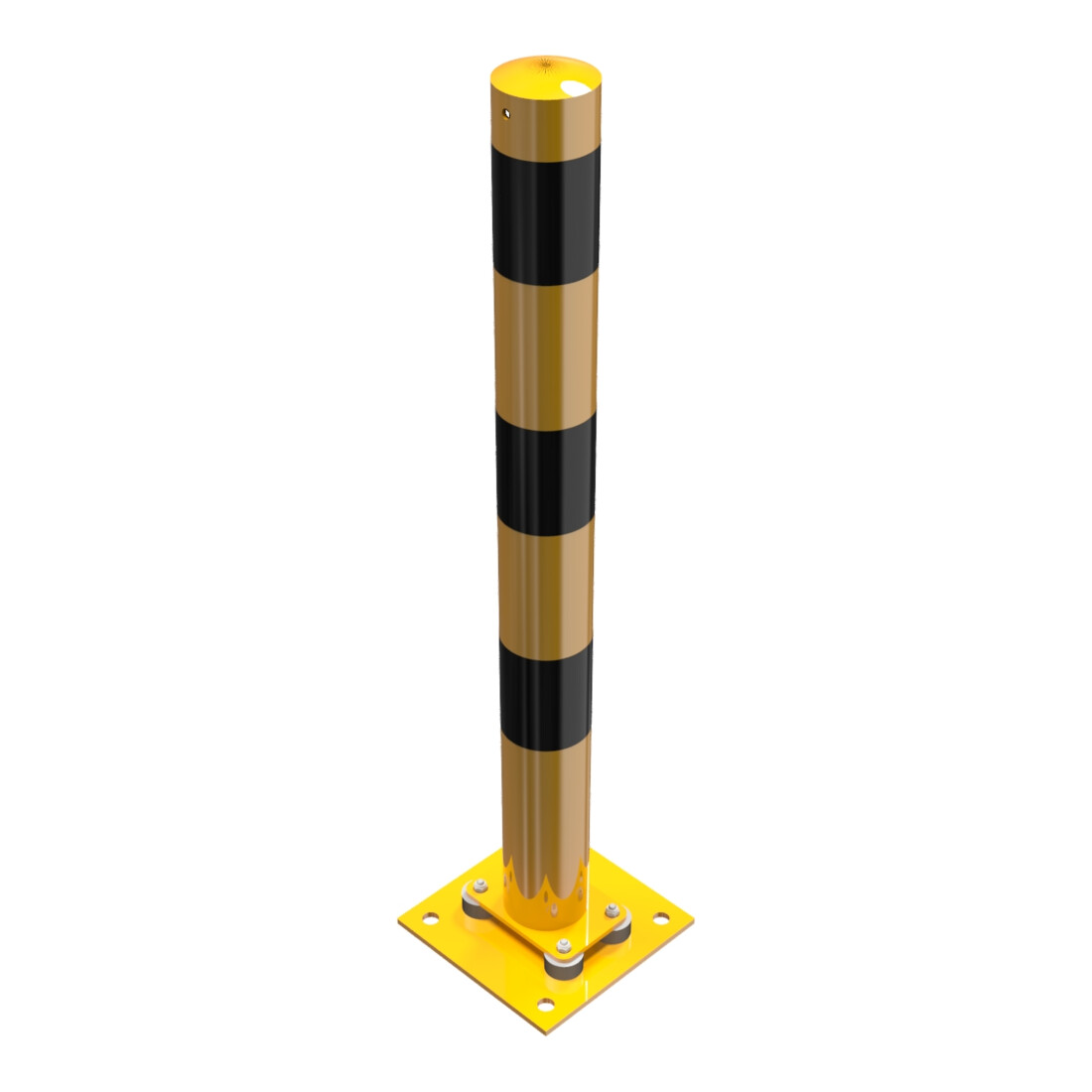 Schake Absperrpfosten Typ 489NPBG, ortsfest, 220x220 mm Ø 89mm, gelb / schwarz