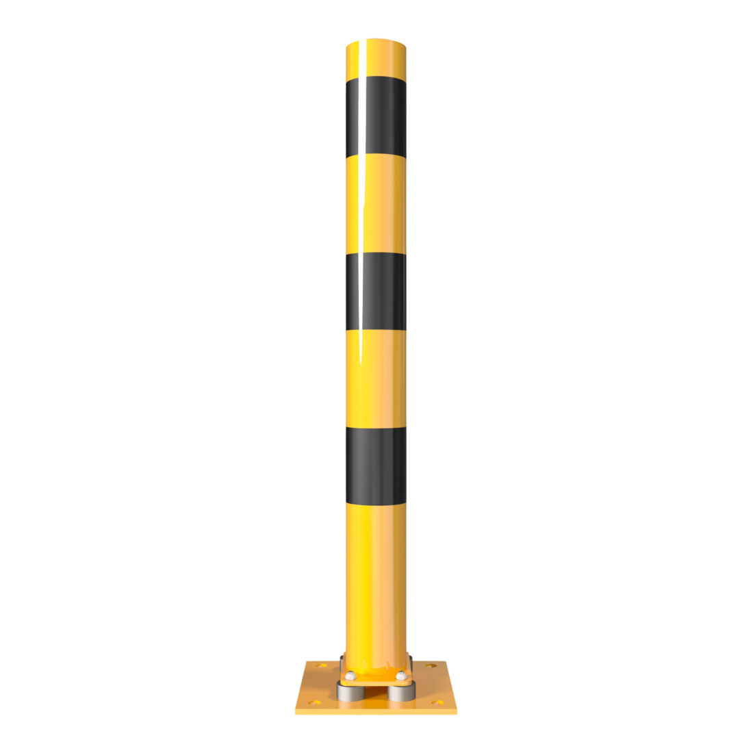Schake Absperrpfosten Typ 489NPBG, ortsfest, 220x220 mm Ø 89mm, gelb / schwarz