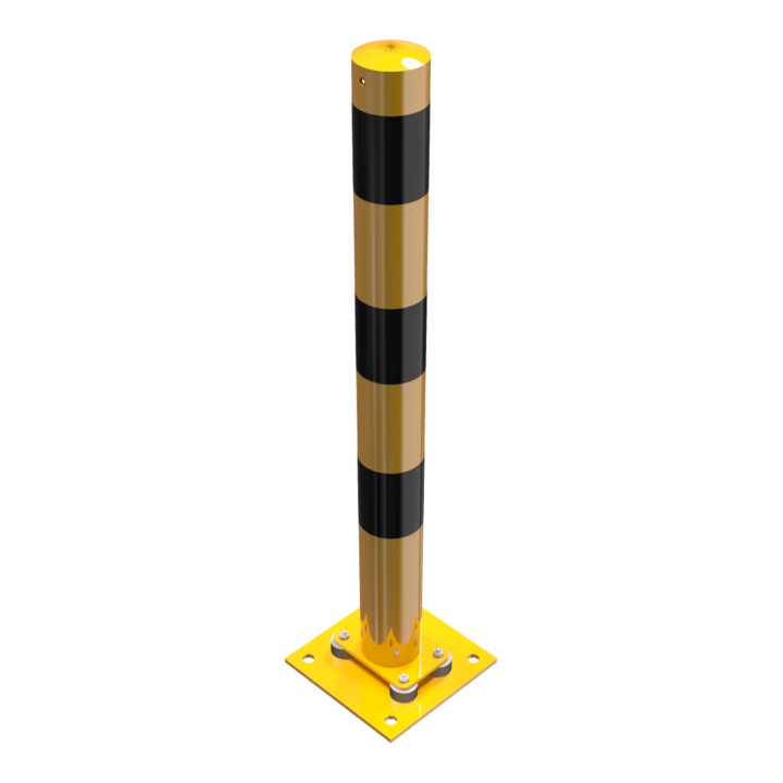Schake Absperrpfosten Typ 489NPBG, ortsfest, 220x220 mm Ø 89mm, gelb / schwarz