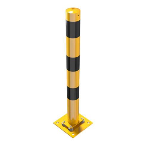 Schake Absperrpfosten Typ 489NPBG, ortsfest, 220x220 mm Ø 89mm, gelb / schwarz