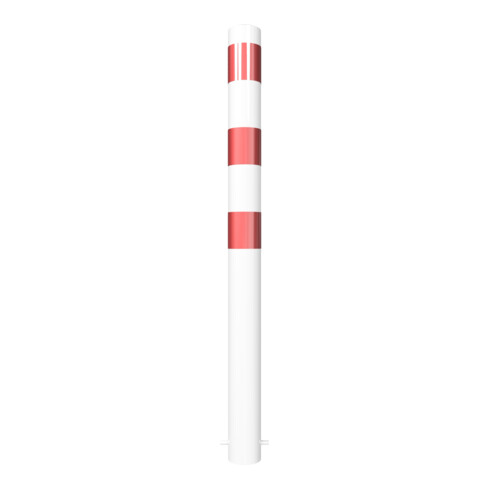 Schake Absperrpfosten Typ 491B, ortsfest, Ø 102mm, zum Einbetonieren, weiß / rot