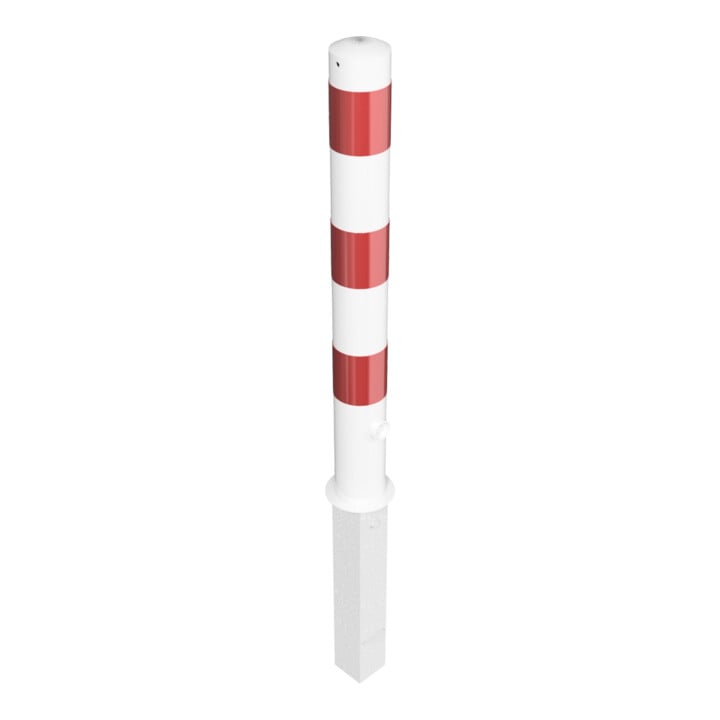 Schake Absperrpfosten Typ 491FB, herausnehmbar, Ø 102mm + Dreikantverschluß, weiß / rot