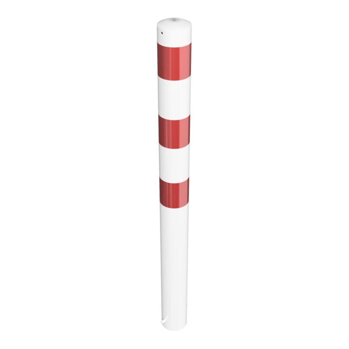 Schake Absperrpfosten Typ 493B, ortsfest, Ø 108mm, zum Einbetonieren, weiß / rot
