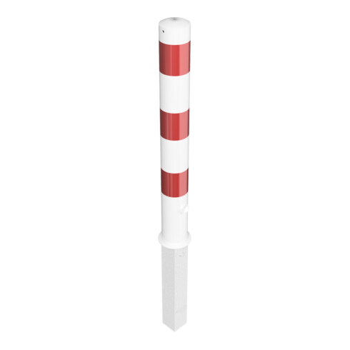 Schake Absperrpfosten Typ 493FB, herausnehmbar, Ø 108mm + Dreikantverschluß, weiß / rot