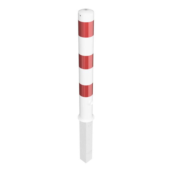 Schake Absperrpfosten Typ 493FB, herausnehmbar, Ø 108mm + Dreikantverschluß, weiß / rot