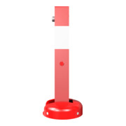 Schake Absperrpfosten, umlegbar, Typ 40215ZB, umlegbar, allseitig elastisch, 70x70mm, Überflur 500mm + Profilzylinderschloß, zum Aufdübeln rot / weiß-4