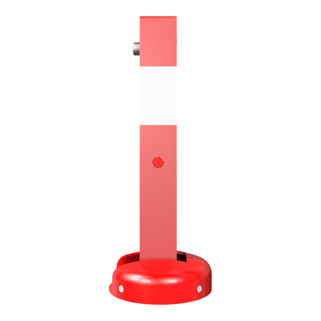 Schake Absperrpfosten, umlegbar, Typ 40215ZB, umlegbar, allseitig elastisch, 70x70mm, Überflur 500mm + Profilzylinderschloß, zum Aufdübeln rot / weiß