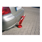 Schake Absperrpfosten, umlegbar, Typ 40215ZB, umlegbar, allseitig elastisch, 70x70mm, Überflur 500mm + Profilzylinderschloß, zum Aufdübeln rot / weiß-4