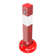 Schake Absperrpfosten, umlegbar, Typ 40215ZB, umlegbar, allseitig elastisch, 70x70mm, Überflur 500mm + Profilzylinderschloß, zum Aufdübeln rot / weiß-5