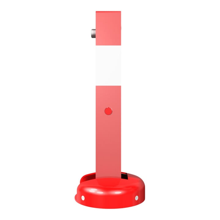 Schake Absperrpfosten, umlegbar, Typ 40215ZB, umlegbar, allseitig elastisch, 70x70mm, Überflur 500mm + Profilzylinderschloß, zum Aufdübeln rot / weiß