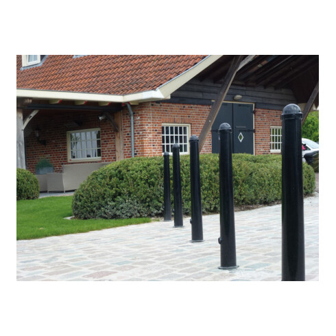 Schake Absperrpoller, herausnehmbar + Dreikantverschluß konisch 102mm/76mm + Zierkappe verzinkt, beschichtet,