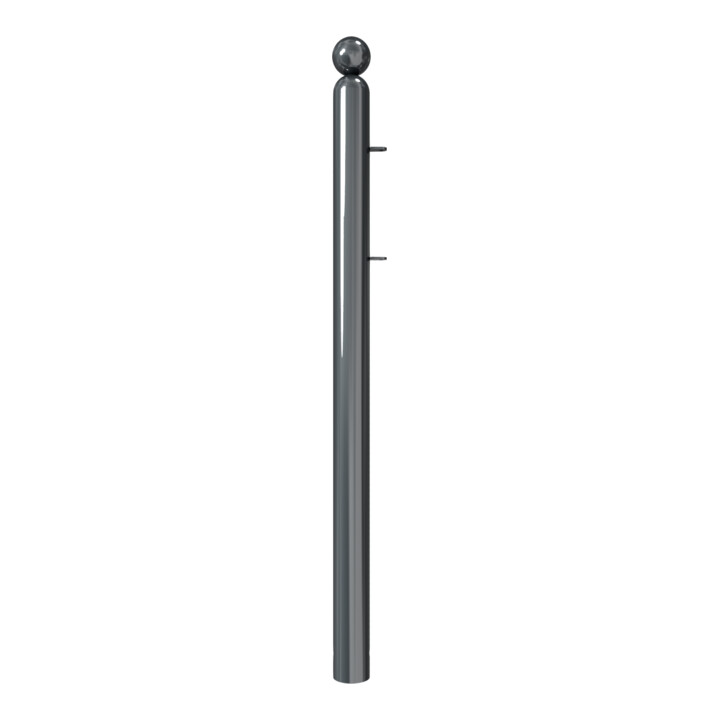 Schake Absperrstilpfosten für Rahmenelement Typ 478B, ortsfest, zum Einbetonieren, Ø 76mm + Kugelkopf, beschichtet, + 2 Anschlusslaschen