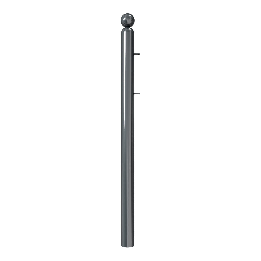 Schake Absperrstilpfosten für Rahmenelement Typ 478B, ortsfest, zum Einbetonieren, Ø 76mm + Kugelkopf, beschichtet, + 2 Anschlusslaschen
