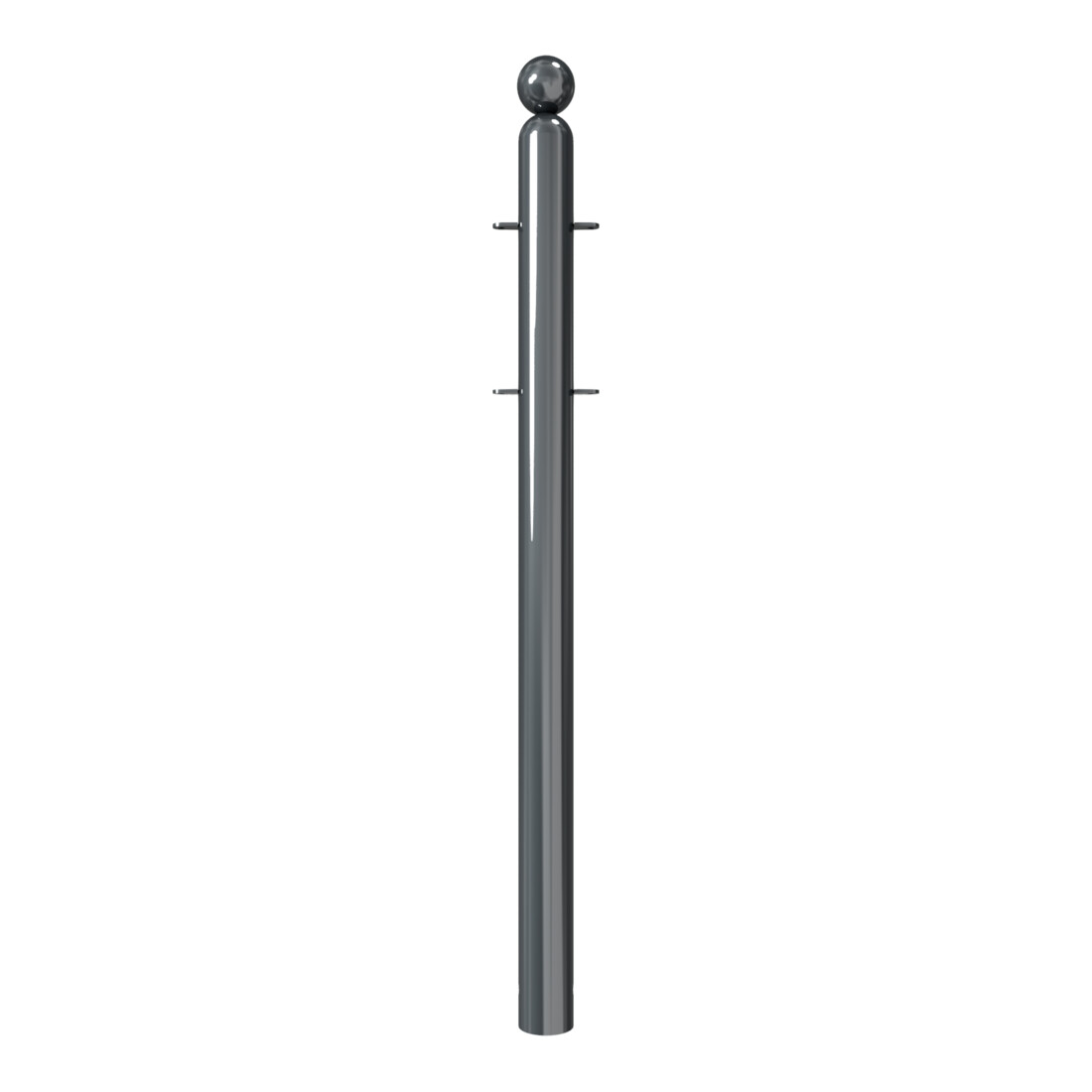 Schake Absperrstilpfosten für Rahmenelement Typ 478B, ortsfest, zum Einbetonieren, Ø 76mm + Kugelkopf, beschichtet, + 4 Anschlusslaschen