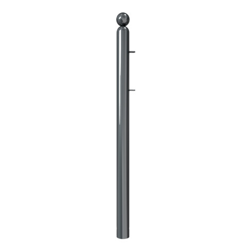 Schake Absperrstilpfosten für Rahmenelement Typ 478B, ortsfest, zum Einbetonieren, Ø 76mm + Kugelkopf, beschichtet, + 2 Anschlusslaschen