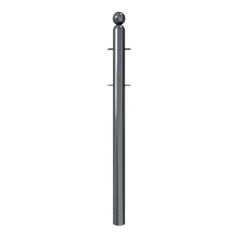 Schake Absperrstilpfosten für Rahmenelement Typ 478B, ortsfest, zum Einbetonieren, Ø 76mm + Kugelkopf, beschichtet, + 4 Anschlusslaschen