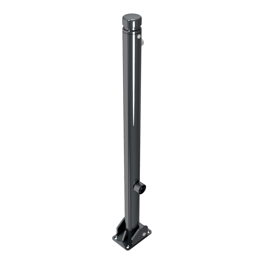Schake Absperrstilpfosten Typ 464FUB, umlegbar + Dreikantverschluß, Ø 60mm + Zierkopf, beschichtet