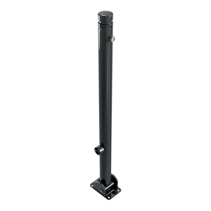 Schake Absperrstilpfosten Typ 464FUB, umlegbar + Dreikantverschluß, Ø 60mm + Zierkopf, beschichtet