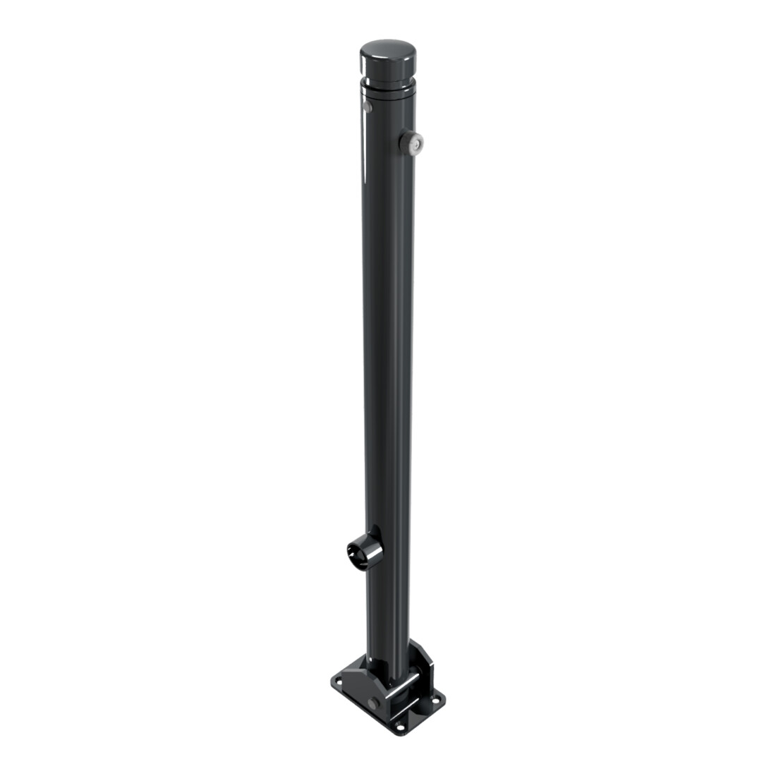 Schake Absperrstilpfosten Typ 464FUB, umlegbar + Dreikantverschluß, Ø 60mm + Zierkopf, beschichtet