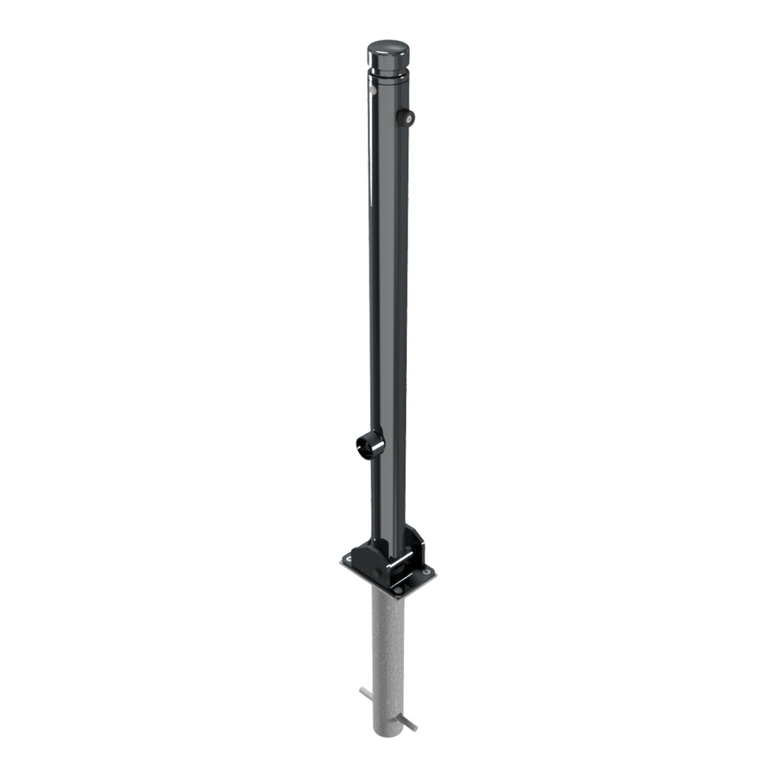 Schake Absperrstilpfosten Typ 464FUHB, umlegbar + Dreikantverschluß, Ø 60mm + Zierkopf, beschichtet