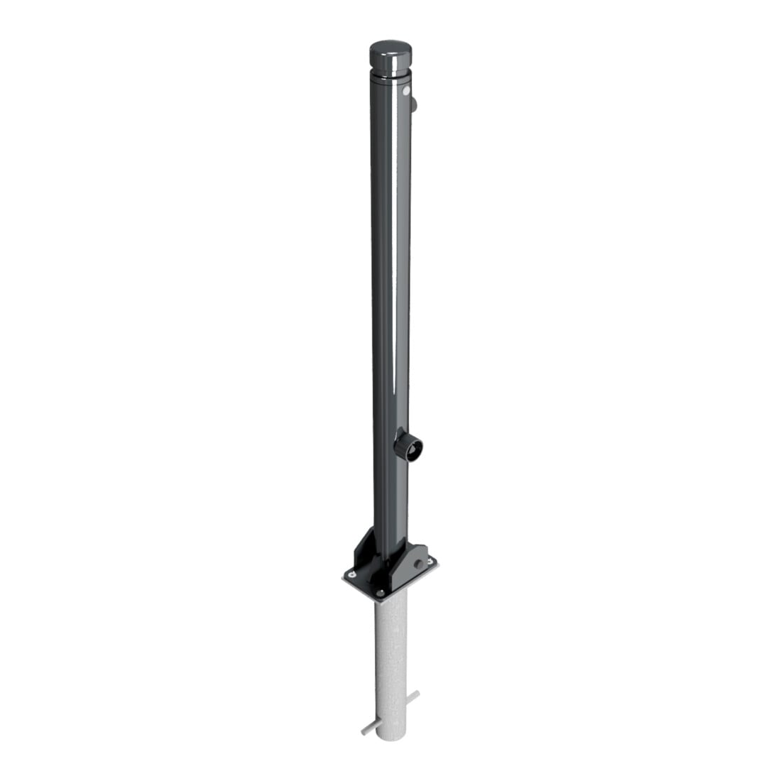 Schake Absperrstilpfosten Typ 464FUHB, umlegbar + Dreikantverschluß, Ø 60mm + Zierkopf, beschichtet