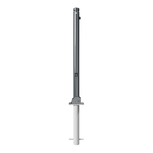 Schake Absperrstilpfosten Typ 464FUHB, umlegbar + Dreikantverschluß, Ø 60mm + Zierkopf, beschichtet