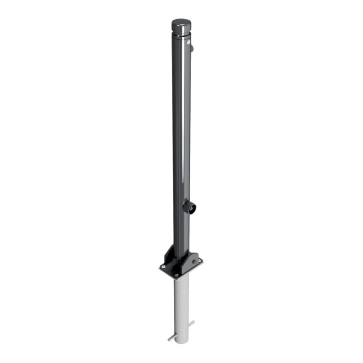 Schake Absperrstilpfosten Typ 464FUHB, umlegbar + Dreikantverschluß, Ø 60mm + Zierkopf, beschichtet