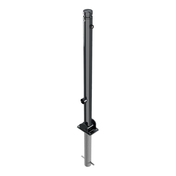 Schake Absperrstilpfosten Typ 464FUHB, umlegbar + Dreikantverschluß, Ø 60mm + Zierkopf, beschichtet
