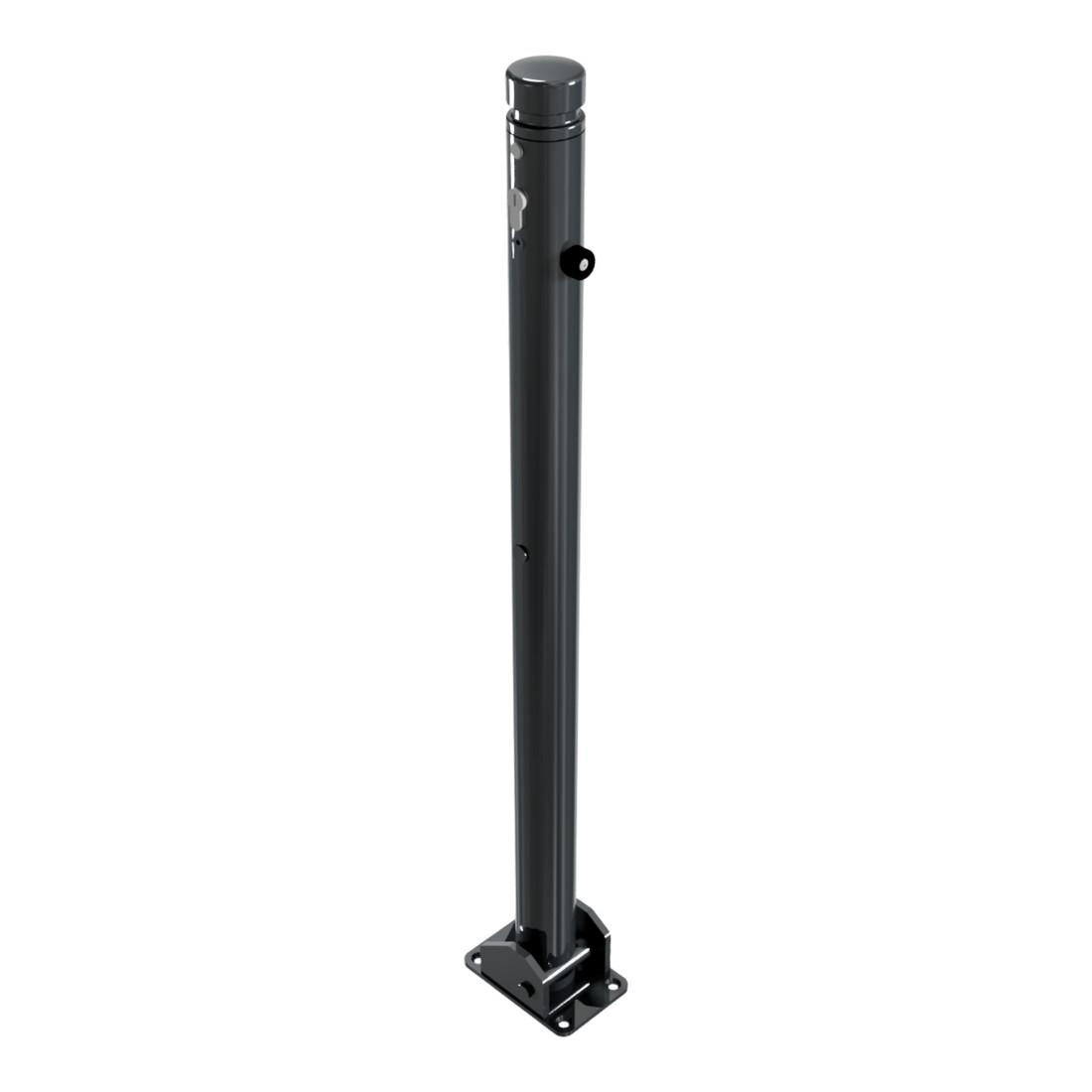 Schake Absperrstilpfosten Typ 464UZB, umlegbar + Profilzylinder, Ø 60mm + Zierkopf, beschichtet