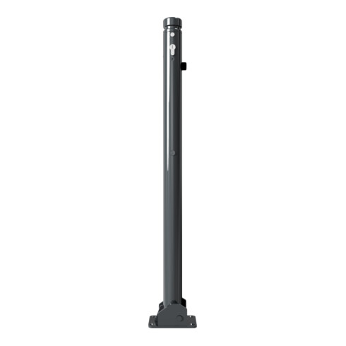 Schake Absperrstilpfosten Typ 464UZB, umlegbar + Profilzylinder, Ø 60mm + Zierkopf, beschichtet