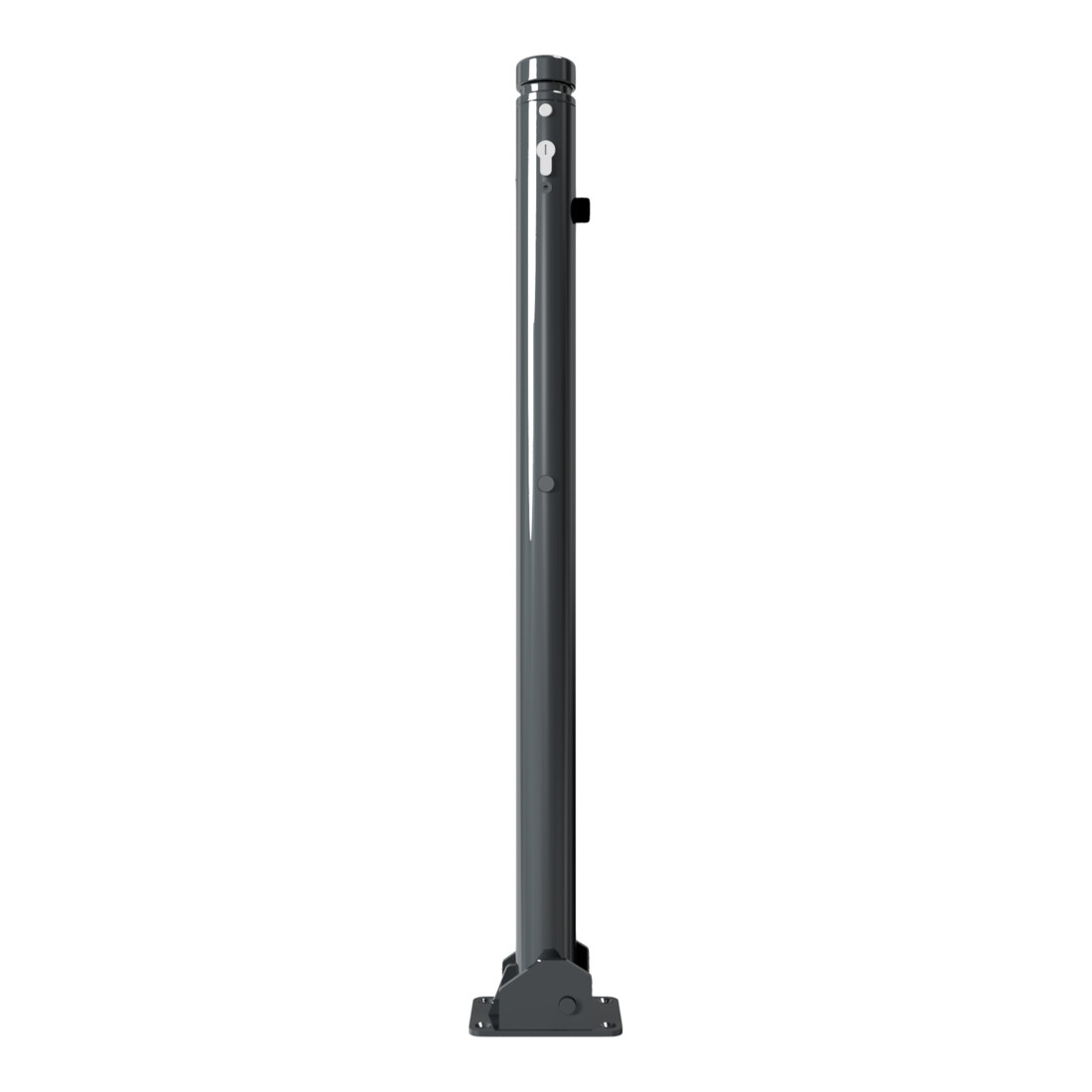 Schake Absperrstilpfosten Typ 464UZB, umlegbar + Profilzylinder, Ø 60mm + Zierkopf, beschichtet