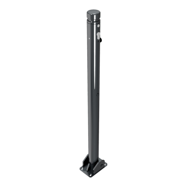 Schake Absperrstilpfosten Typ 464UZB, umlegbar + Profilzylinder, Ø 60mm + Zierkopf, beschichtet