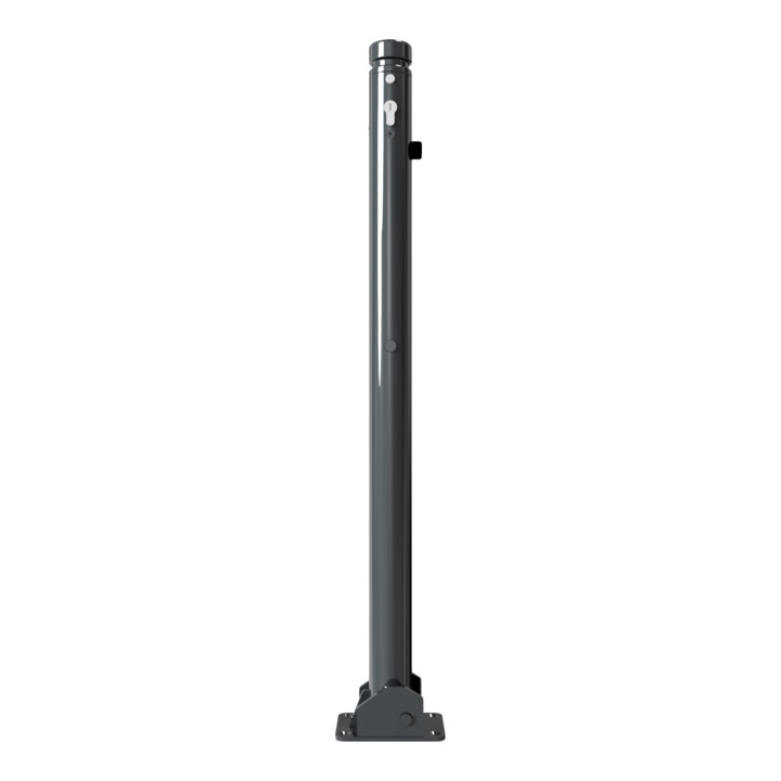 Schake Absperrstilpfosten Typ 464UZB, umlegbar + Profilzylinder, Ø 60mm + Zierkopf, beschichtet