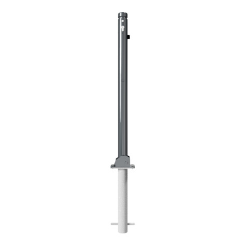 Schake Absperrstilpfosten Typ 464UZHB, umlegbar + Profilzylinder, zum Einbetonieren, Ø 60mm + Zierkopf, beschichtet