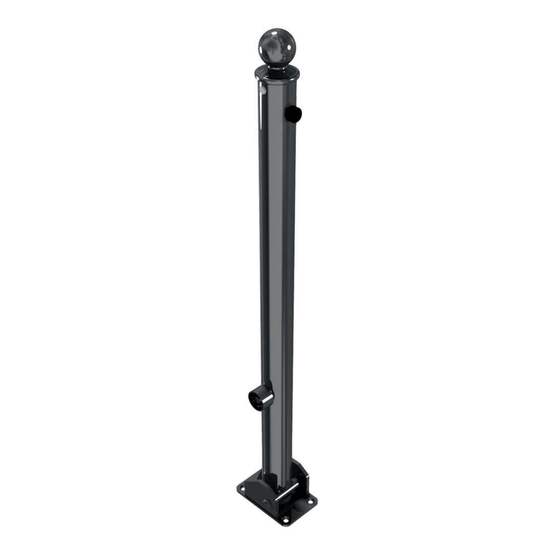 Schake Absperrstilpfosten Typ 465FUB, umlegbar + Dreikantverschluß, Ø 60mm + Kugelkopf, beschichtet,
