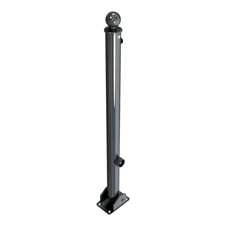 Schake Absperrstilpfosten Typ 465FUB, umlegbar + Dreikantverschluß, Ø 60mm + Kugelkopf, beschichtet,