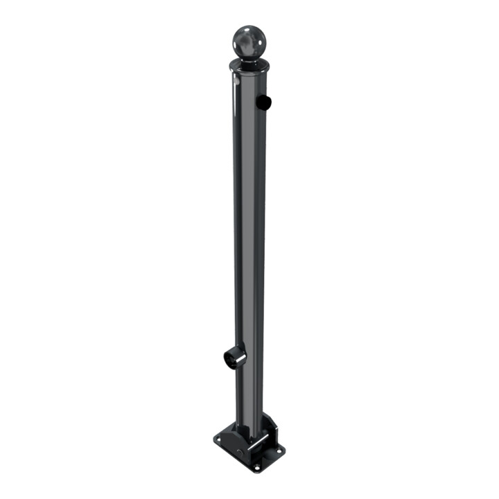 Schake Absperrstilpfosten Typ 465FUB, umlegbar + Dreikantverschluß, Ø 60mm + Kugelkopf, beschichtet,