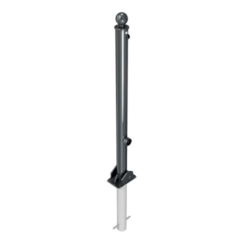 Schake Absperrstilpfosten Typ 465FUHB, umlegbar + Dreikantverschluß, zum Einbetonieren, Ø 60mm + Kugelkopf, beschichtet,